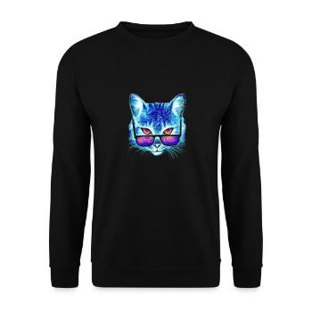 Sommer Katze Sonnenbrille Faszination Geschenk - Unisex Pullover - Schwarz - Vorne - Alina (178cm) & Michal (187cm)