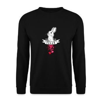 Vegan Bunny Rabbit Hase Kaninchen Vegetarier - Unisex Pullover - Schwarz - Vorne - Alina (178cm) & Michal (187cm)
