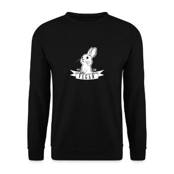 Vegan Bunny Rabbit Hase Kaninchen Vegetarier - Unisex Pullover - Schwarz - Vorne - Alina (178cm) & Michal (187cm)