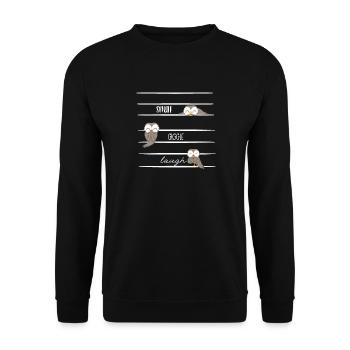 Owl - Owls - Laughter - Saying - Unisex Sweatshirt - black - Front - Alina (178cm) & Michal (187cm)