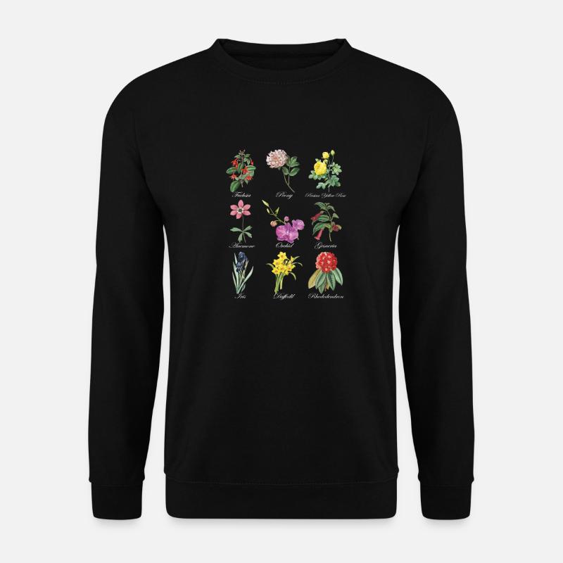 Vintage Botanical Floral Flower T-Shirt - Unisex Pullover - Schwarz