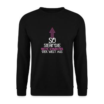 Beste Schwester - Unisex Pullover - Schwarz - Vorne - Alina (178cm) & Michal (187cm)