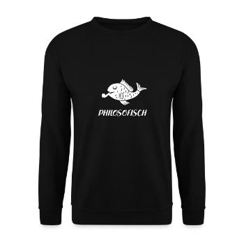 Philosofish Whistle Fish Funny Fishing Gift - Unisex Sweatshirt - black - Front - Alina (178cm) & Michal (187cm)