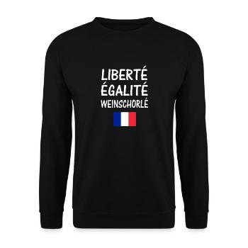 Liberte Egalite Weinschorle Frankreich - Unisex Pullover - Schwarz - Vorne - Alina (178cm) & Michal (187cm)