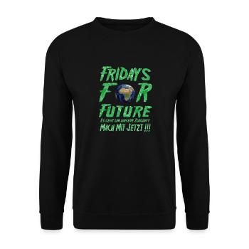Fridays For Future demo t shirt es gibt nur eine - Unisex Pullover - Schwarz - Vorne - Alina (178cm) & Michal (187cm)