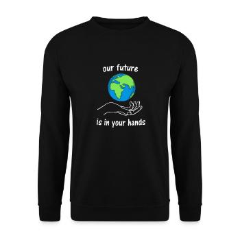 Umwelt Klimawandel Klimaschutz Geschenk - Unisex Pullover - Schwarz - Vorne - Alina (178cm) & Michal (187cm)