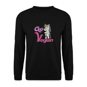 Vegan Unicorn Carrot Go Vegan Veggie Gift - Unisex Sweatshirt - black - Front - Alina (178cm) & Michal (187cm)