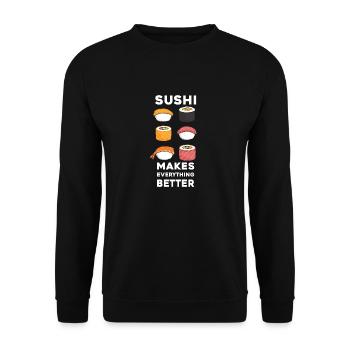 Sushi - Sweat-shirt Unisexe - noir - Devant - Alina (178cm) & Michal (187cm)