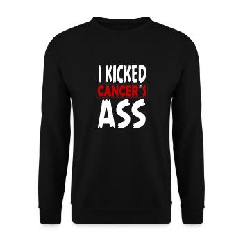 I Kicked Cancer´s Ass shirt cancer survivor - Unisex Pullover - Schwarz - Vorne - Alina (178cm) & Michal (187cm)