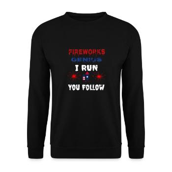 Fireworks Genius I run You Follow - Unisex Pullover - Schwarz - Vorne - Alina (178cm) & Michal (187cm)