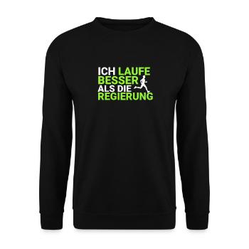 Joggen Laufen Läufer Marathon Spruch Meme Geschenk - Unisex Pullover - Schwarz - Vorne - Alina (178cm) & Michal (187cm)