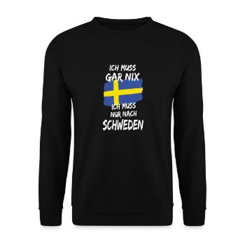Schweden Urlaub Spruch Geschenkidee - Unisex Pullover - Schwarz - Vorne - Alina (178cm) & Michal (187cm)