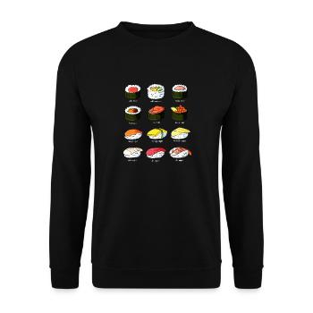 Sushi Übersicht Kostüm Arten - Unisex Pullover - Schwarz - Vorne - Alina (178cm) & Michal (187cm)