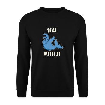 Lustig Dabbing Seal Robbe Seehund Seelöwe Geschenk - Unisex Sweatshirt - black - Front - Alina (178cm) & Michal (187cm)