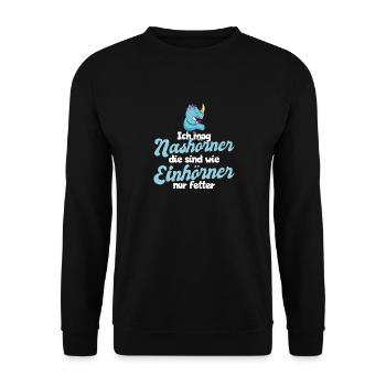 Nashorn Einhorn Fett Sprüche Schokolade Geschenk - Unisex Pullover - Schwarz - Vorne - Alina (178cm) & Michal (187cm)