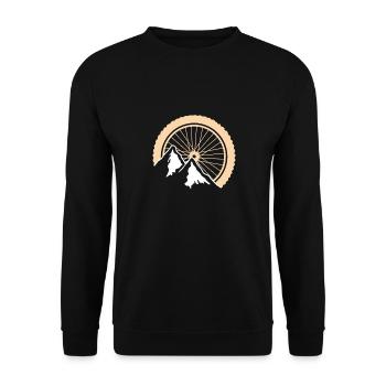 Mountainbike Rad Berge Logo Silhouette - Unisex Pullover - Schwarz - Vorne - Alina (178cm) & Michal (187cm)
