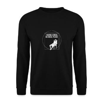 funny vitruvian man sitting gift - Unisex Sweatshirt - black - Front - Alina (178cm) & Michal (187cm)