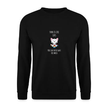 Knitting Cat Yarn Crochet Kitten Knitter Sewer - Unisex Pullover - Schwarz - Vorne - Alina (178cm) & Michal (187cm)