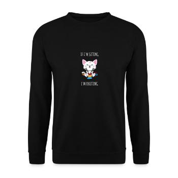 Knitting Cat Yarn Crochet Kitten Knitter Sewer - Unisex Pullover - Schwarz - Vorne - Alina (178cm) & Michal (187cm)