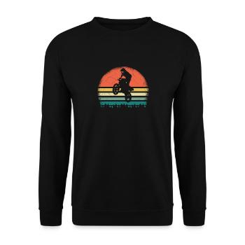 Retro Dirt Bike, Sonnenuntergang, Motocross Geschenk - Unisex Pullover - Schwarz - Vorne - Alina (178cm) & Michal (187cm)
