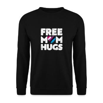 Chemise Free Hugs Maman, Free Mugs Hugs Genderfluid - Sweat-shirt Unisexe - noir - Devant - Alina (178cm) & Michal (187cm)