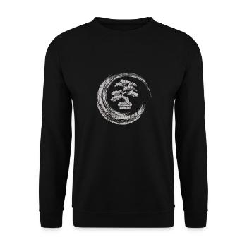 bonsai tree enso circle vintage zen calligraphy - Unisex Pullover - Schwarz - Vorne - Alina (178cm) & Michal (187cm)