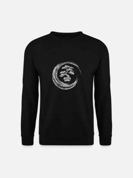 bonsai tree enso circle vintage zen calligraphy - Unisex Pullover - Schwarz