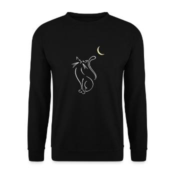 cat and moon animals cute lovely happy cat - Unisex Pullover - Schwarz - Vorne - Alina (178cm) & Michal (187cm)