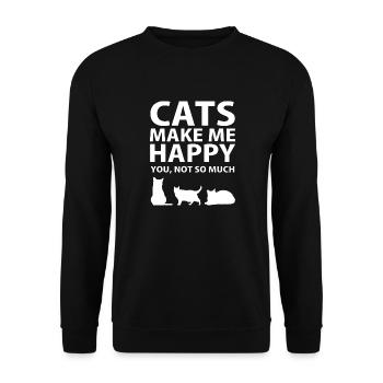 cats make me happy you not so much anials cute cat - Unisex Pullover - Schwarz - Vorne - Alina (178cm) & Michal (187cm)
