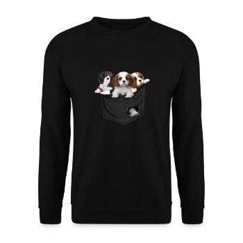 Cavalier King Charles Spaniel Pocket Mid Classic - Sweat-shirt Unisexe - noir - Devant - Alina (178cm) & Michal (187cm)