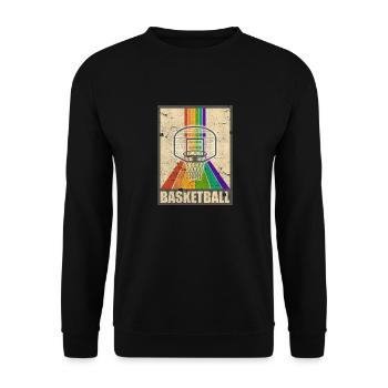 Basketball Retro Basketballkorb Regenbogen - Unisex Pullover - Schwarz - Vorne - Alina (178cm) & Michal (187cm)
