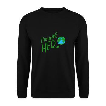 I am with her planet earth day shirt - Sweat-shirt Unisexe - noir - Devant - Alina (178cm) & Michal (187cm)