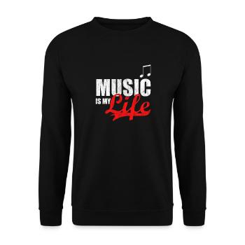 Music is my Life! Musik Geschenk Note life Idee - Unisex Sweatshirt - black - Front - Alina (178cm) & Michal (187cm)