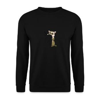 Frettchen Haustier Süß Liebhaber Iltis - Unisex Pullover - Schwarz - Vorne - Alina (178cm) & Michal (187cm)