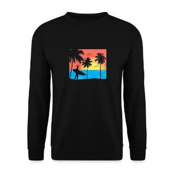Surfer am Strand - Unisex Sweatshirt - black - Front - Alina (178cm) & Michal (187cm)