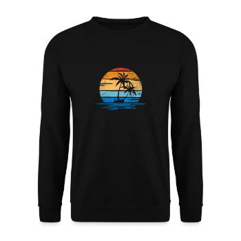 Strand, Palmen und Meer retro - Unisex Sweatshirt - black - Front - Alina (178cm) & Michal (187cm)