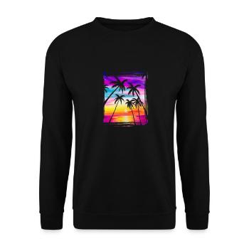 Strand mit Palmen - Unisex Sweatshirt - black - Front - Alina (178cm) & Michal (187cm)