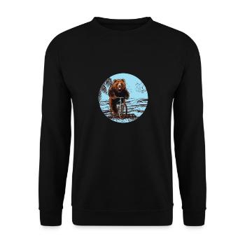 Bär Fahrrad Glücklich Strand Meer Palme Geschenk - Unisex Sweatshirt - black - Front - Alina (178cm) & Michal (187cm)
