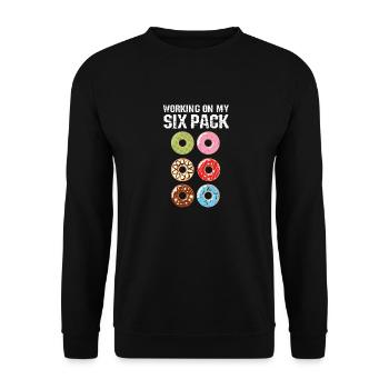 Funny Donut Design - Working on My SIX PACK - Sweat-shirt Unisexe - noir - Devant - Alina (178cm) & Michal (187cm)