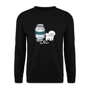 Bichon Frise sind Antidepressiva Lustiger Hundedruck - Unisex Pullover - Schwarz - Vorne - Alina (178cm) & Michal (187cm)