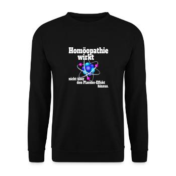 Homöopathie Wirkt Nicht Über Placeboeffekt Hinaus - Unisex Pullover - Schwarz - Vorne - Alina (178cm) & Michal (187cm)