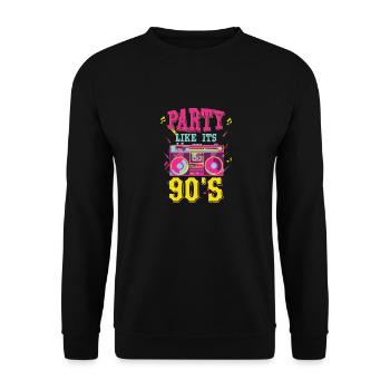 Fête comme chemise des années 90 - Sweat-shirt Unisexe - noir - Devant - Alina (178cm) & Michal (187cm)