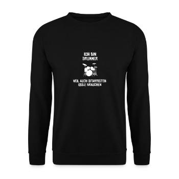 Schlagzeug Schlagzeuger Drummer Musik Drums - Unisex Pullover - Schwarz - Vorne - Alina (178cm) & Michal (187cm)