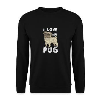 Mops - Unisex Pullover - Schwarz - Vorne - Alina (178cm) & Michal (187cm)