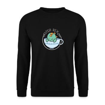 Tea Rex tea tea drinker - Unisex Sweatshirt - black - Front - Alina (178cm) & Michal (187cm)
