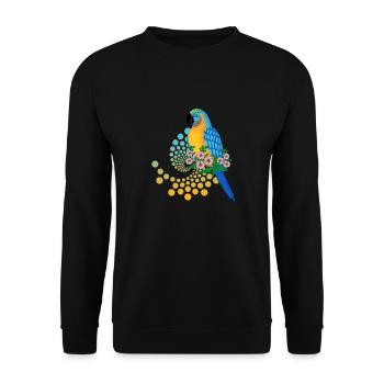 Perroquet avec des fleurs - Sweat-shirt Unisexe - noir - Devant - Alina (178cm) & Michal (187cm)
