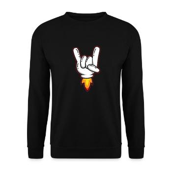 Rock and Roll Gesture Sign of the Horns - Unisex Sweatshirt - black - Front - Alina (178cm) & Michal (187cm)
