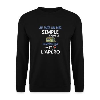 je suis un mec simple J'aime le camping car et - Sweat-shirt Unisexe - noir - Devant - Alina (178cm) & Michal (187cm)