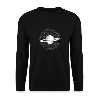 Planet Saturn graphic drawing outer space - Unisex Sweatshirt - black - Front - Alina (178cm) & Michal (187cm)