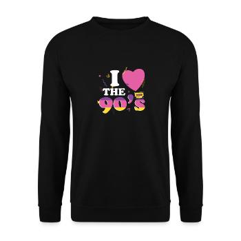90er Jahre Disco Musik Party Kostüm 1990 90s Retro - Unisex Pullover - Schwarz - Vorne - Alina (178cm) & Michal (187cm)